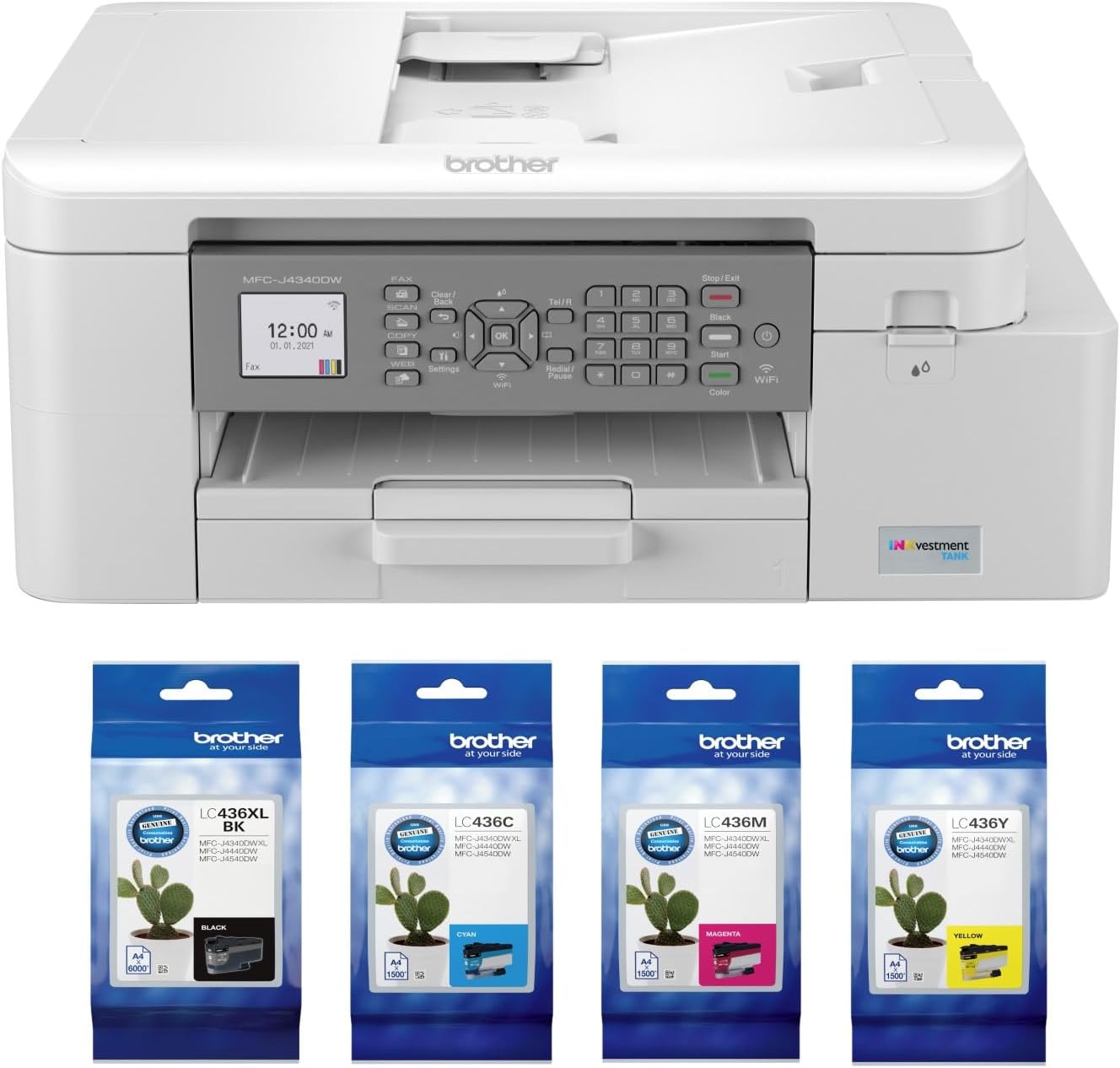Brother INKvestment MFC-J4340DW-XL A4 Ink Tank Wireless Multifunction Printer+BONUS:LC436 Ink Set
