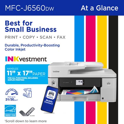 Brother INKvestment MFC-J6560DW A3 Business Inkjet Multi-Function Printer – Duplex, Wi-Fi LC536