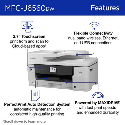 Brother INKvestment MFC-J6560DW A3 Business Inkjet Multi-Function Printer – Duplex, Wi-Fi LC536