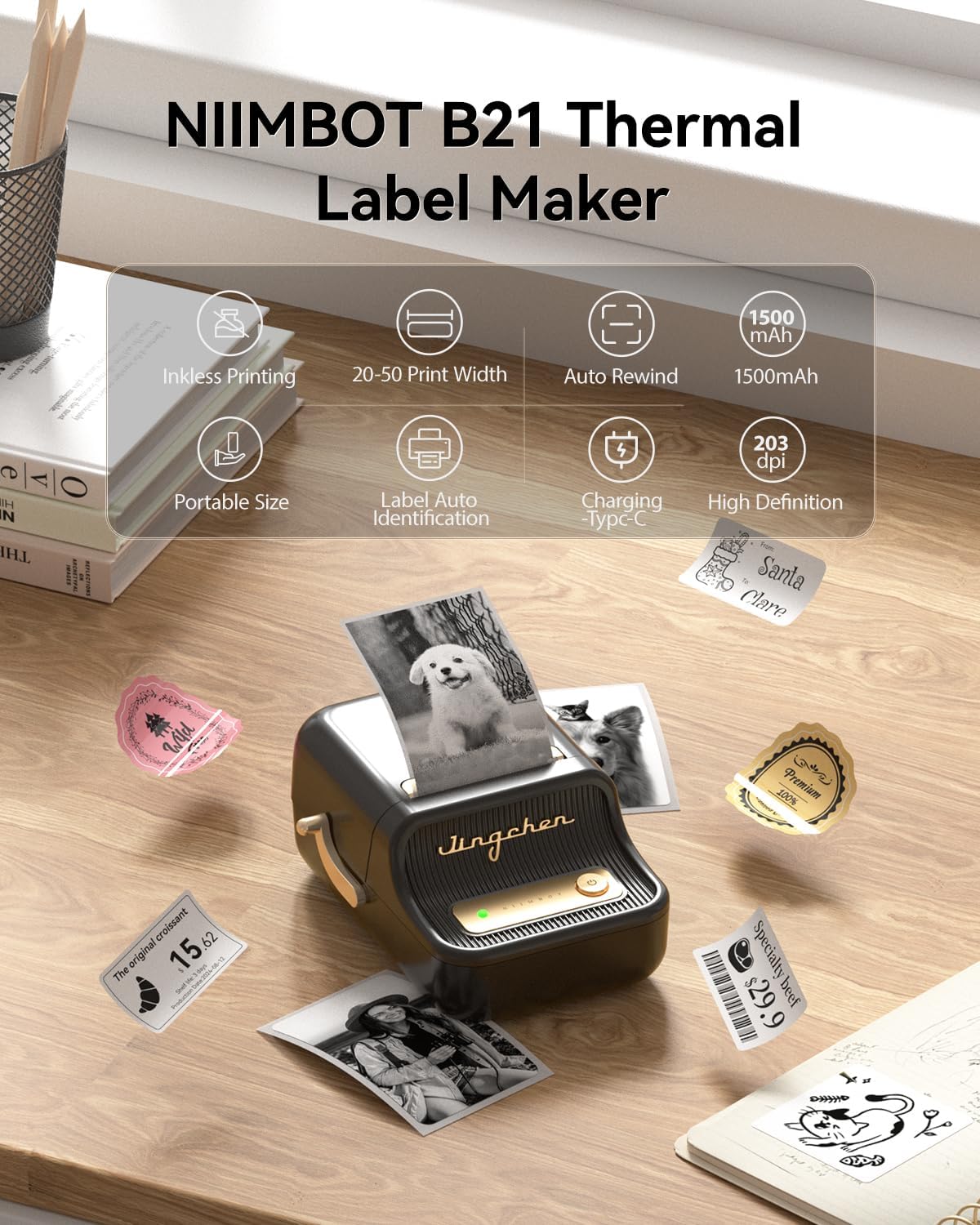 *New!* Niimbot B21 Classic Black Thermal Smart Label Printer BT [NIIMBOTB21]
