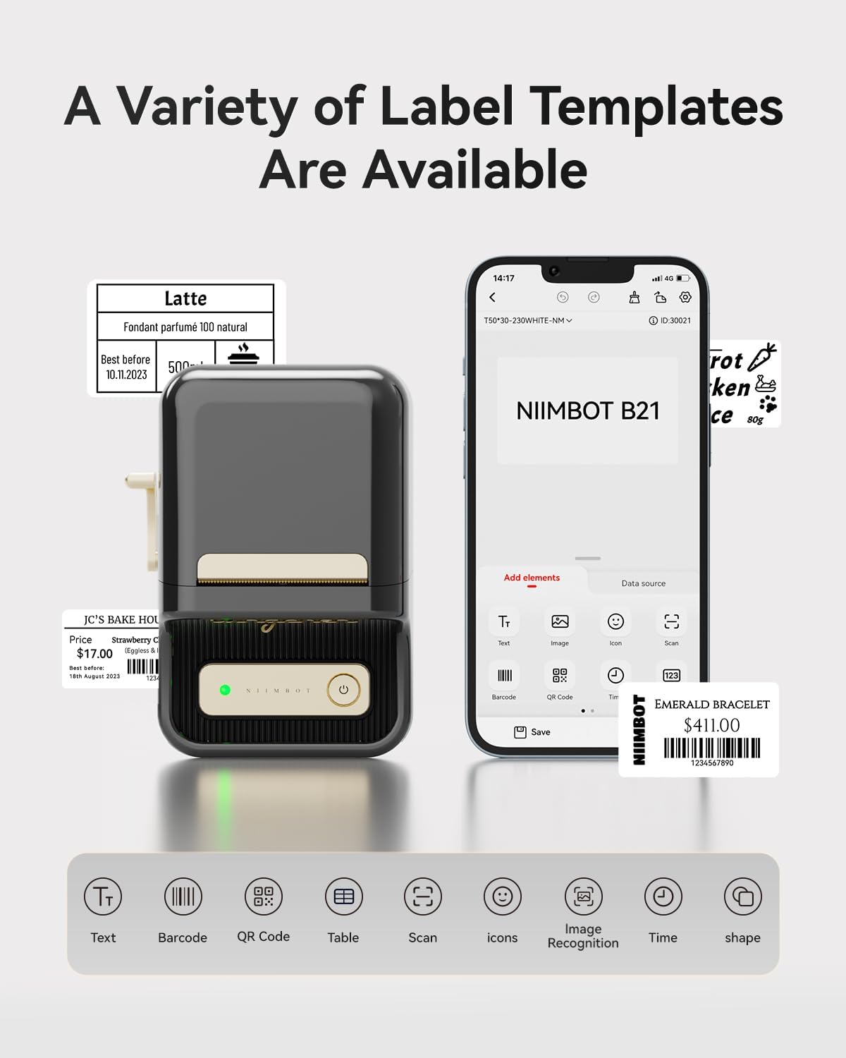 *New!* Niimbot B21 Classic Black Thermal Smart Label Printer BT [NIIMBOTB21]