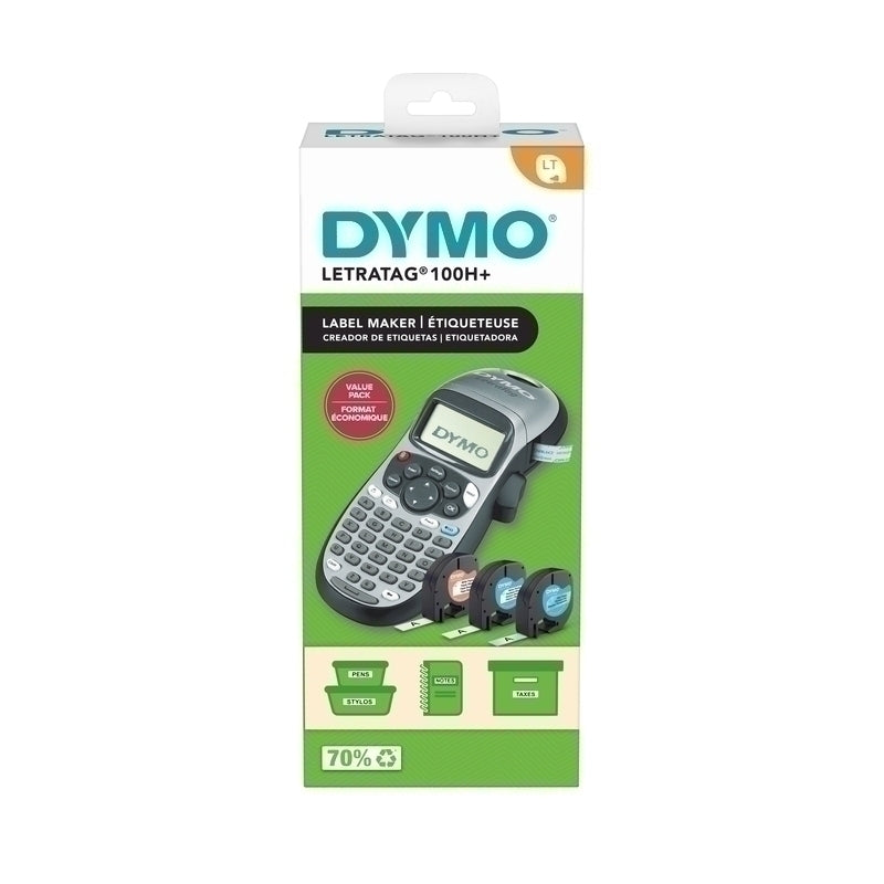 DYMO LetraTag 100H Handheld Label Maker Silver 3 Tape Bundle [2174562] product photo