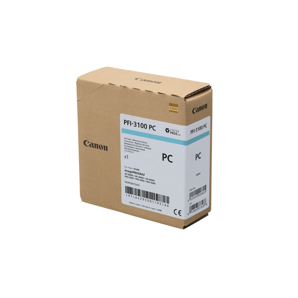 Genuine Canon PFI-3100PC Photo Cyan Ink Cartridge 160ml for PRO and GP Series [PFI-3100PC]