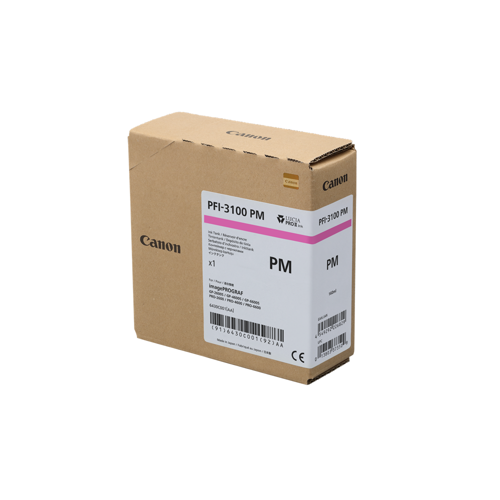 Genuine Canon PFI-3100PM Photo Magenta Ink Cartridge 160ml for PRO and GP Series [PFI-3100PM]