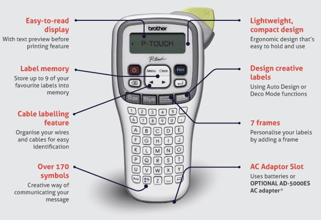 Brother P-Touch PT-H110 Handheld Label Maker BLACK Portable Labeller [PTH110BK]