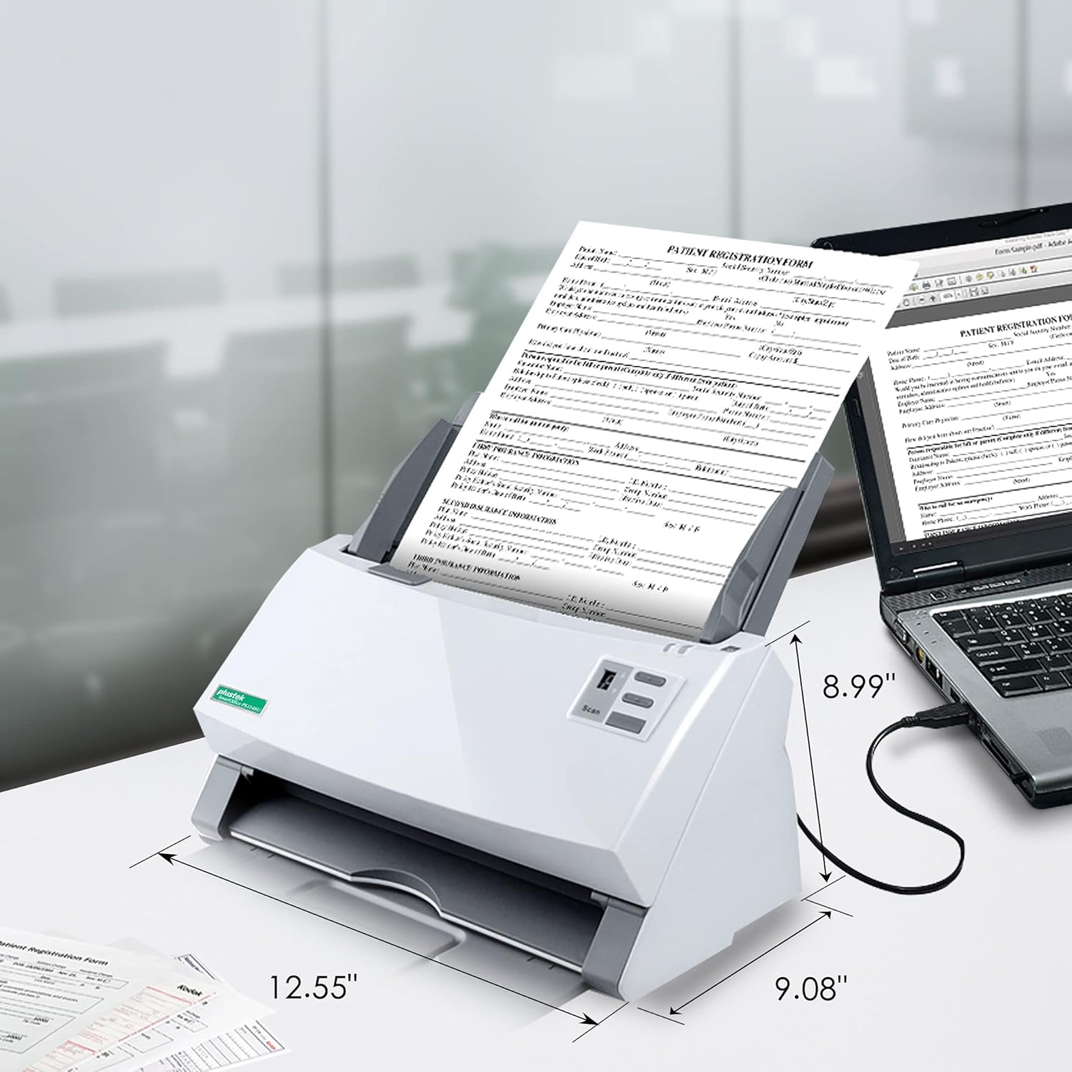 Plustek PS3140U Duplex Document Scanner 40ppm 100-Sheet ADF Citrix Ready & Twain Support