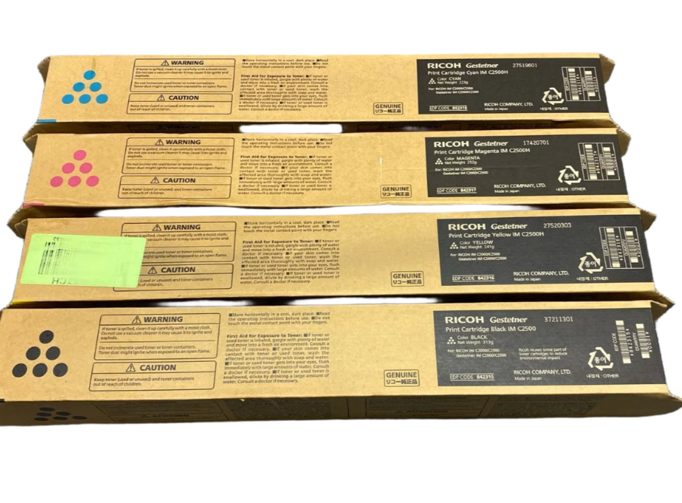 Bundle: 4x Pack Genuine Ricoh IM C2000 C2500H Toner Cartridge Set [842315-842318]