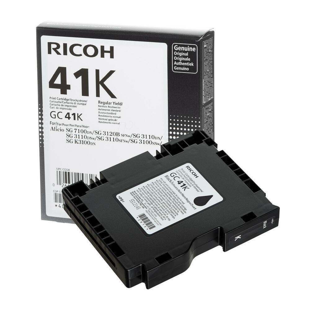 Genuine Ricoh 405761 GC41 (GC-41) BLACK Gel Cartridge for Aficio SG3110DNW/7100DN SG3110 (2.5K)
