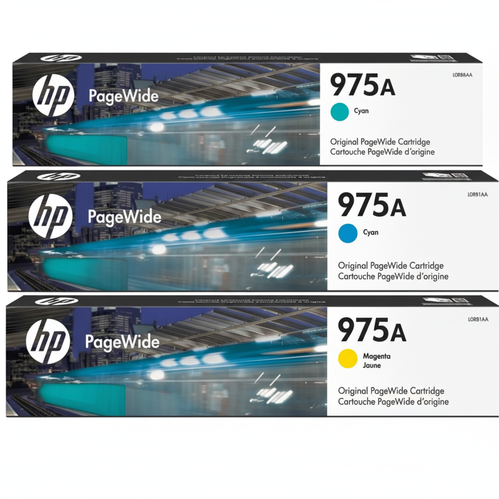 Bundle: 3x Pack Genuine HP #975A C/M/Y Color Ink Cartridge Set (1C,1M,1Y) L0R88AA L0R91AA L0R94AA