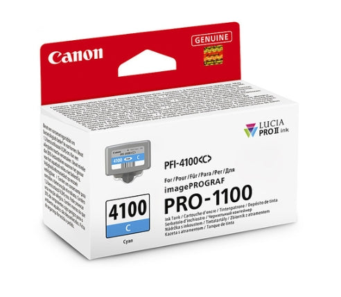 Genuine Canon PFI-4100 Cyan Ink Cartridge for Pro-1100 A2 Printer [PFI4100C]