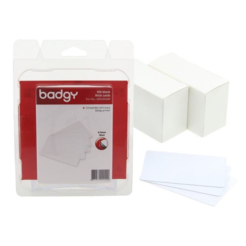 100x Badgy Blank White PVC Cards – 0.76mm / 30mil [CBGC0030W]