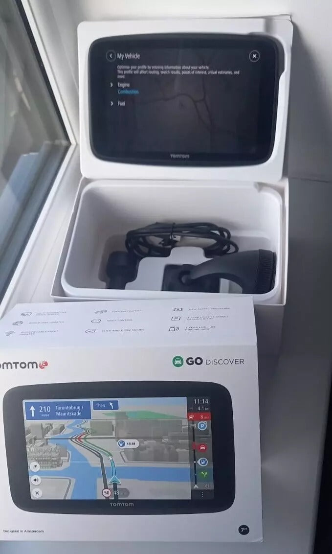 TomTom Car Sat GO Discover 7" Wi-Fi GPS Navigation System with World Maps Premium Pack [4YB70]