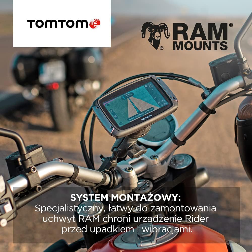 TomTom Motorcycle Sat Nav Rider 50 (4.3 Inch) Updates via Wi-Fi, EU Maps [8GG0.054.01]