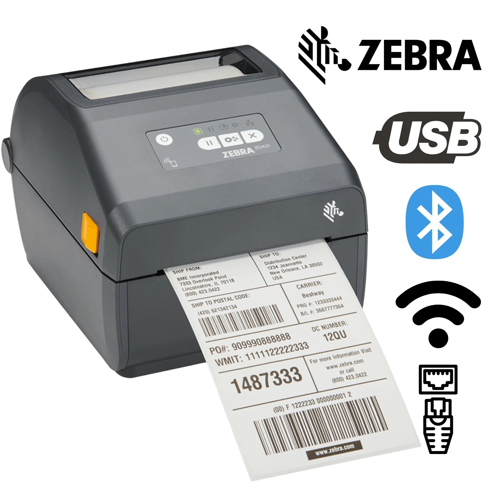 Zebra ZD421D Direct Thermal Barcode Printer – 203dpi USB/802.11ac/Bluetooth 4 – [ZD4A042-D0PW02EZ]