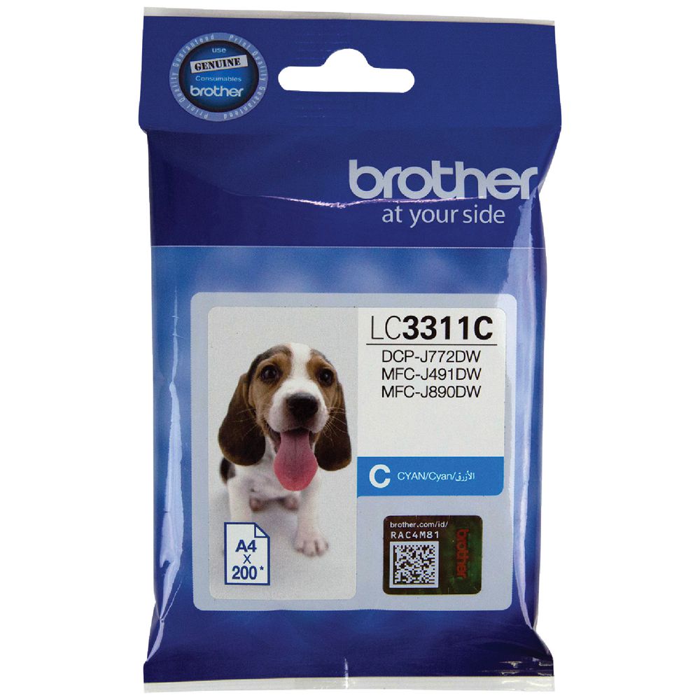 Genuine Brother LC3311 Cyan Ink Cartridge for MFC-J491DW & MFC-J890DW [LC-3311C]
