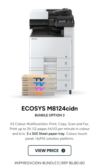 Kyocera ECOSYS M8124cidn A3 Colour Multifunction Printer with PF-471 Paper Feeder +BONUS: TK8119 C/M/Y/K Toner Set