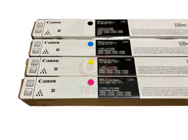 Bundle: 4X Pack Genuine Canon Tg-71 C/M/Y/K Npg-71 Toner Cartridge Set (Value Pack) -