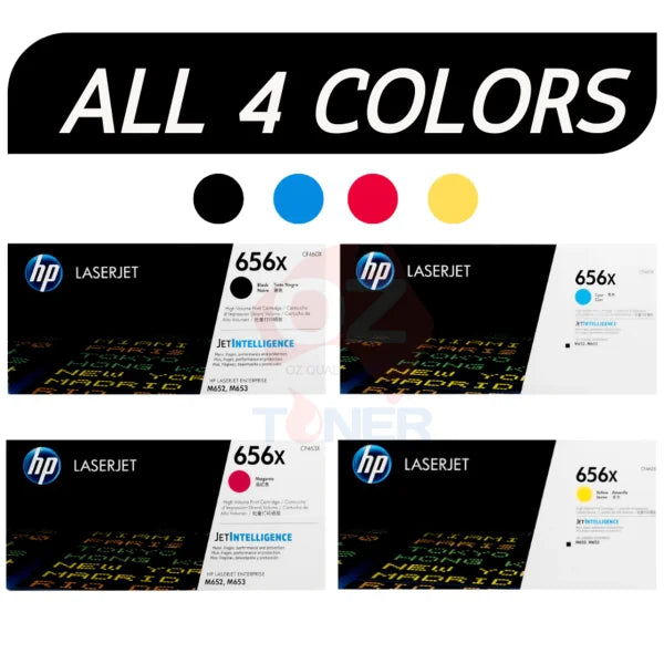 Bundle: 4X Pack Genuine Hp Cf460X Cf461X Cf462X Cf463X Toner Cartridge Set #656X -