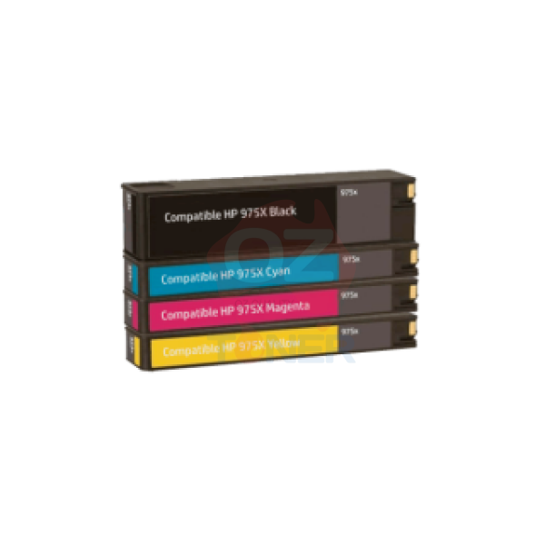 Bundle: 4X Pack Premium Compatible Hp #975X-C/M/Y/K High Yield Ink Cartridge Set (1Bk 1C 1M 1Y)