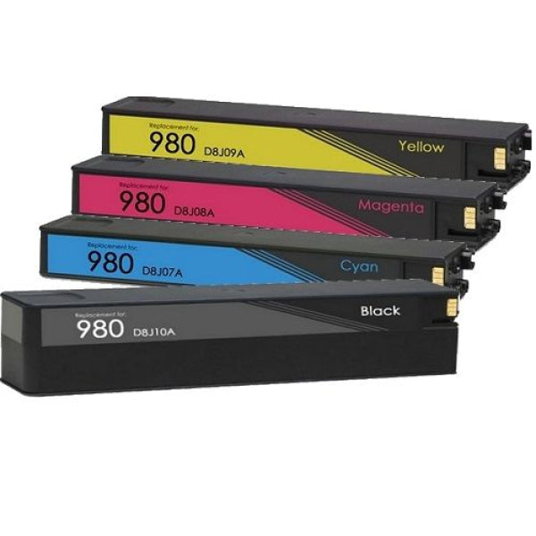 Bundle: 4X Pack Premium Compatible Hp 980Xl C/M/Y/K Ink Cartridge Value [D8J07A-D8J10A]