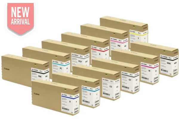 Bundle: Genuine 12X Canon Pfi-1700 Lucia Pro B/C/M/R/Y Co/Pc/Pm/Gy Mbk/Pbk/Pgy Ink Cartridge Set -