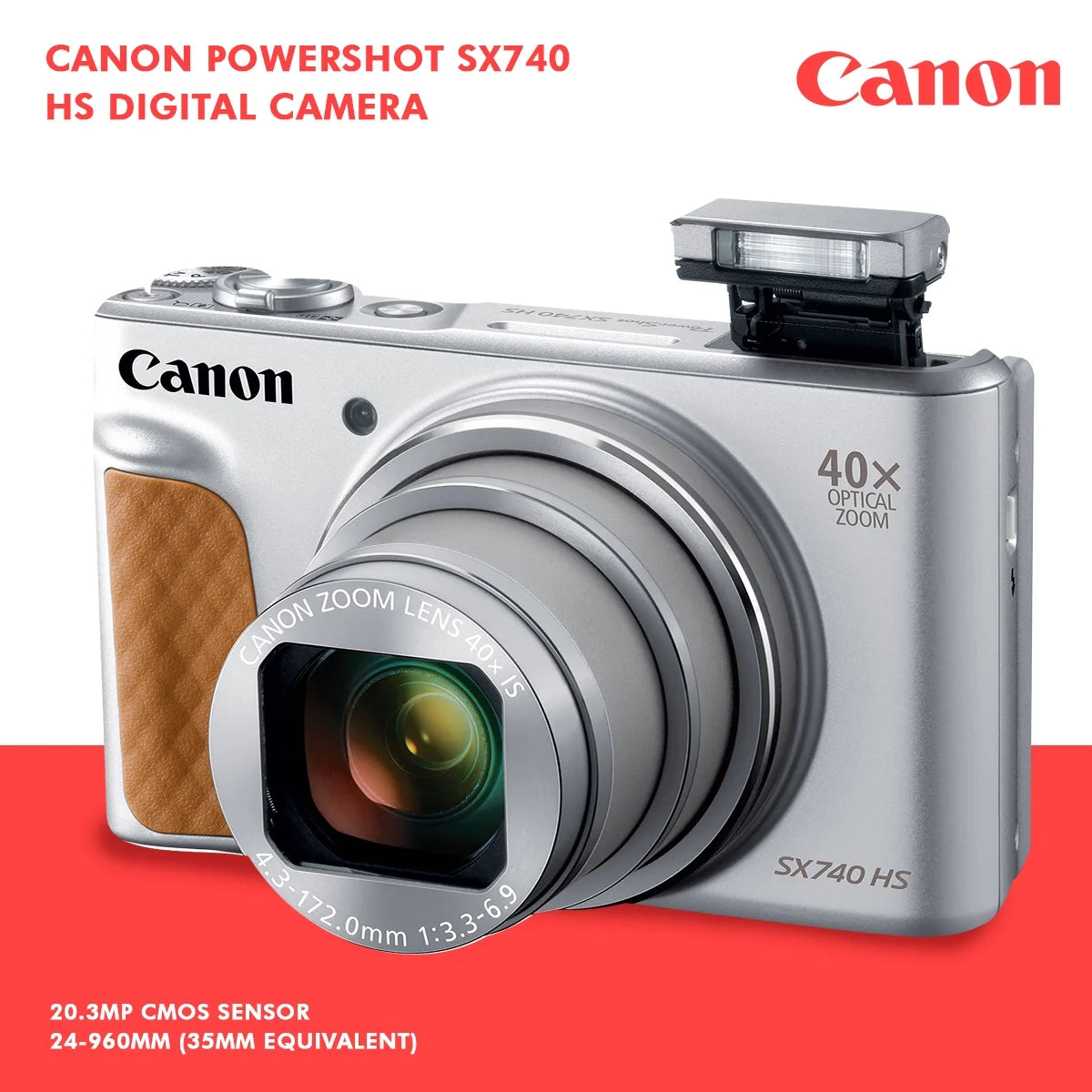 Brand New Canon PowerShot SX740 HS Silver 4K Compact Digital Camera 20.3MP 40x Zoom