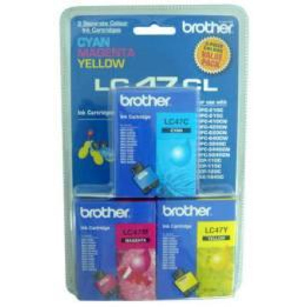 1 X Genuine Brother Lc-47 C/M/Y Ink Cartridge Colour Pack Lc-47Cl3Pk -