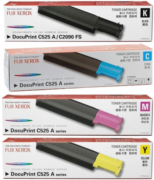 *clear!* 4X Pack Genuine Fuji Xerox Docuprint C2090Fs/c525A Toner Cartridge Set 4K