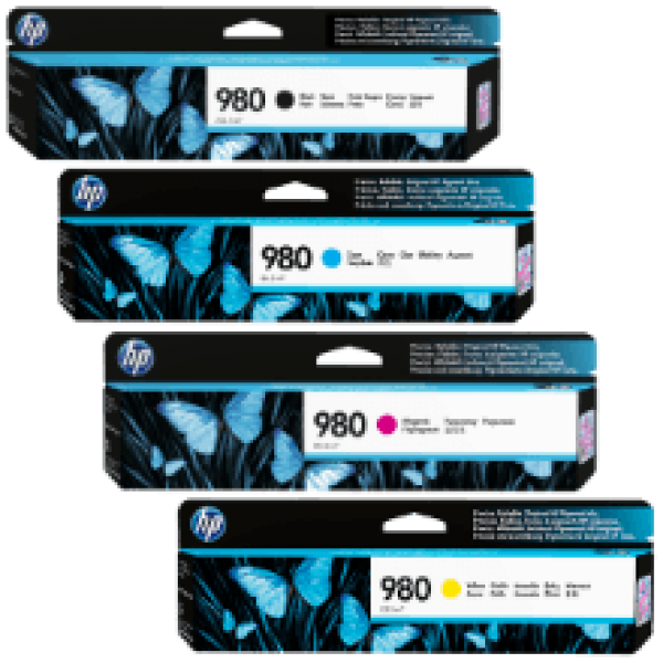 Bundle: 4X Pack Hp 980 C/M/Y/K Ink Cartridge Set For X585F X555Dn [D8J07A-D8J10A]
