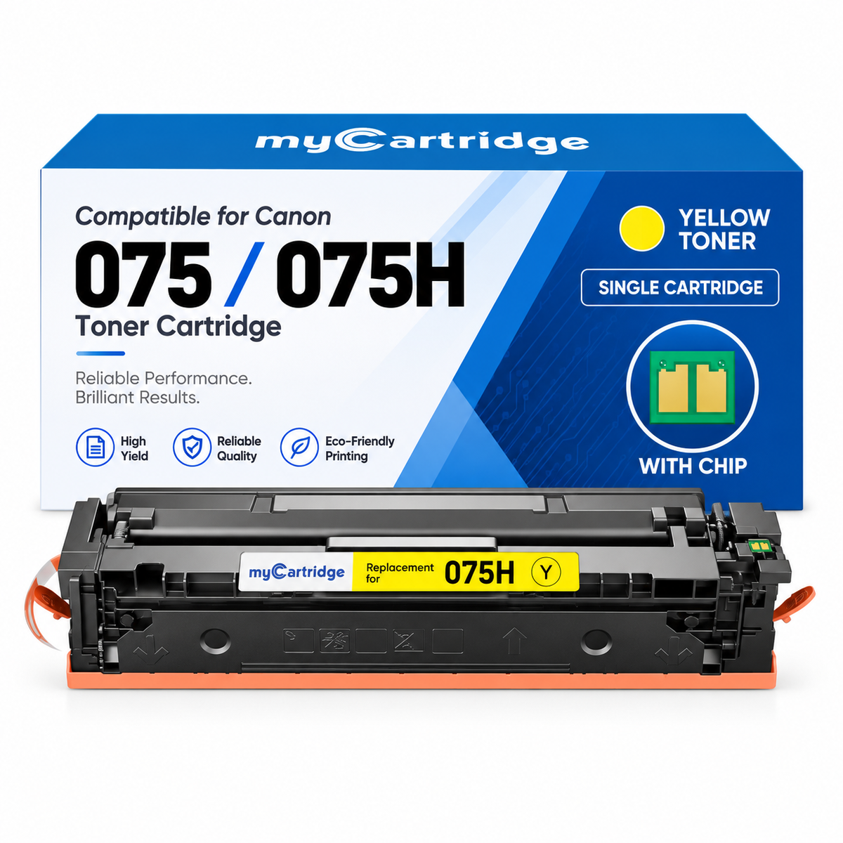 Compatible Canon 075H High Yield Yellow Toner Cartridge with Chip