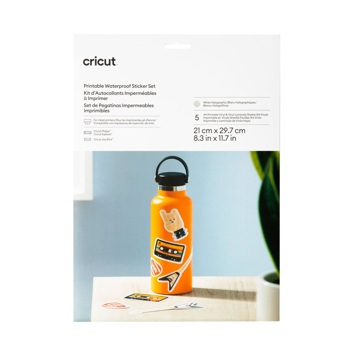 Genuine Cricut 5 Sheet A4 Printable Waterproof Holographic Sticker Set White
