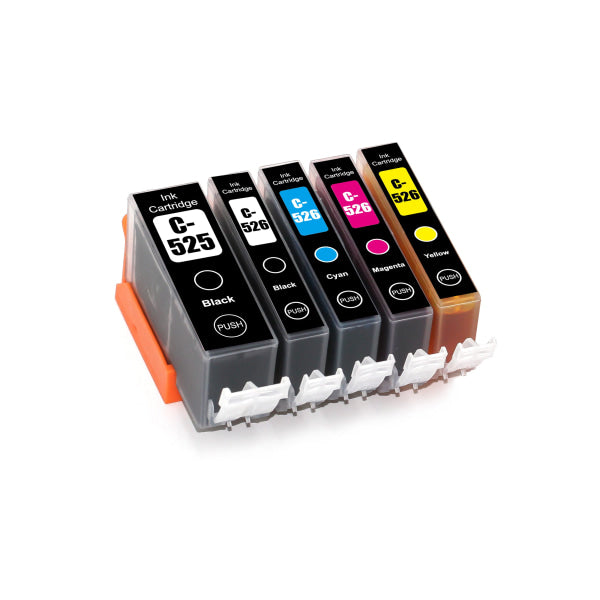 Canon Pgi 525/Cli 526Xl B/B/C/M/Y Compatible Inkjet Cartridge Value Pack - Ink