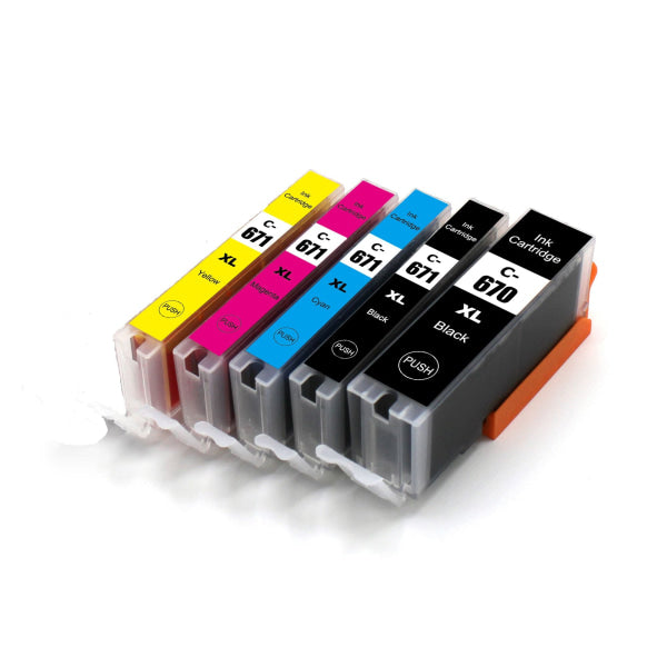 Canon Pgi 670/Cli 671 High Yield B/B/C/M/Y Compatible Inkjet Cartridge Value Pack - Ink