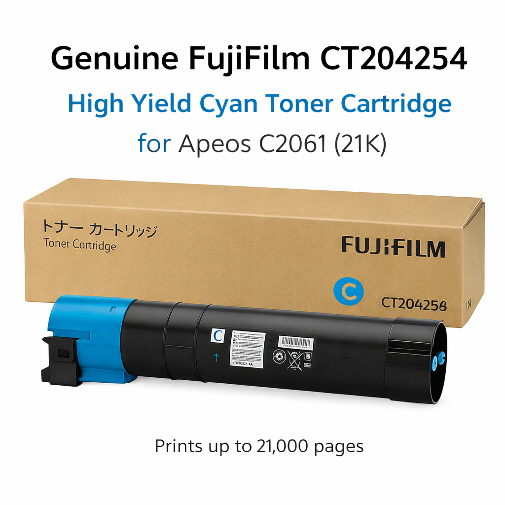 Genuine FujiFilm CT204254 High Yield Cyan Toner Cartridge for Apeos C2061 (21K)
