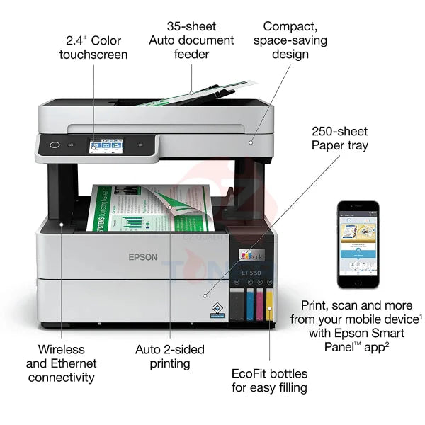 Epson Ecotank Pro Et-5150 Multifunction Ink Tank Mfp Printer (P/N:c11Cj89501) Inkjet Colour Multi
