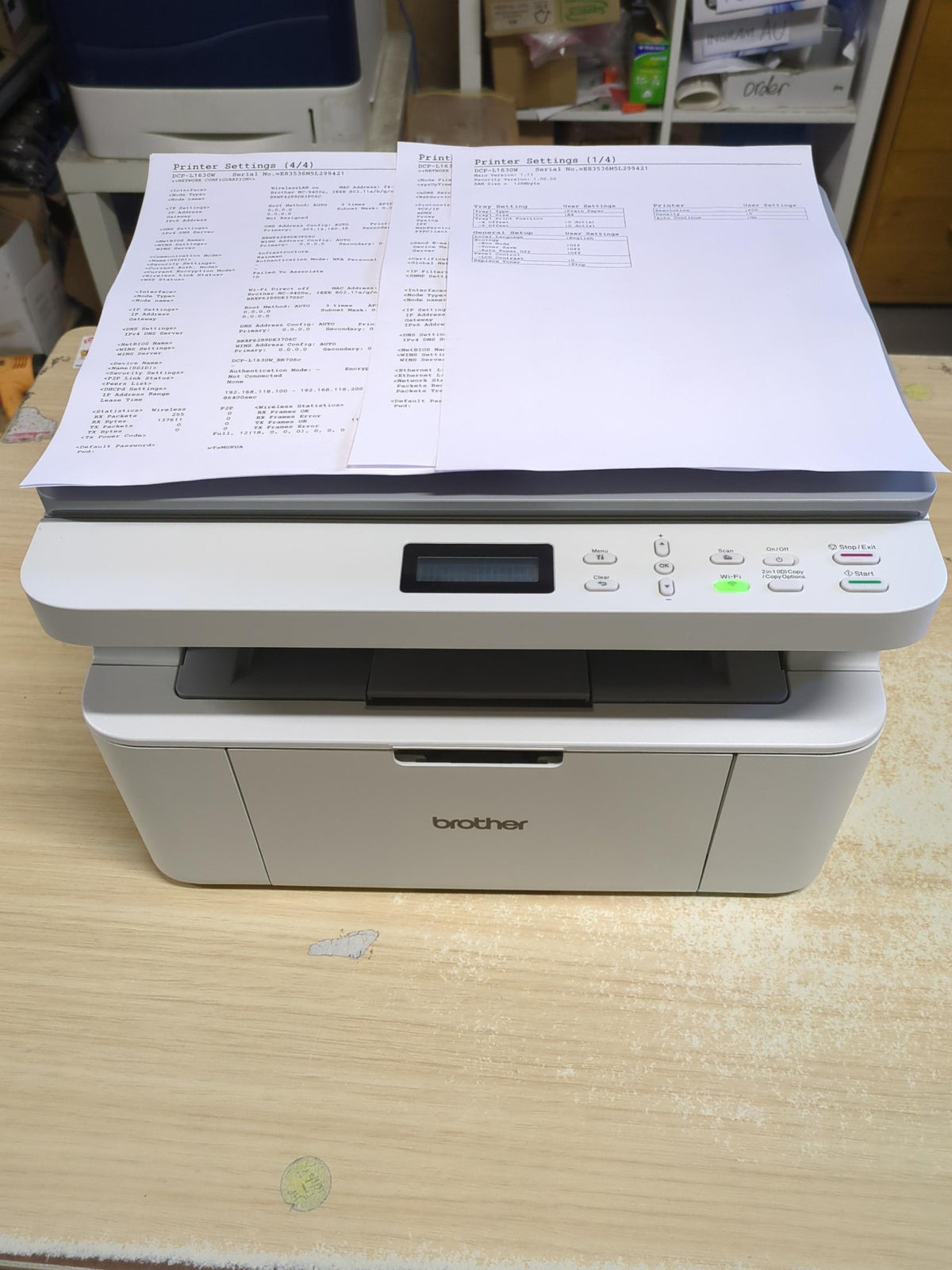 Ex Demo Brother DCP-L1630W A4 mono laser multifunction printer - front view