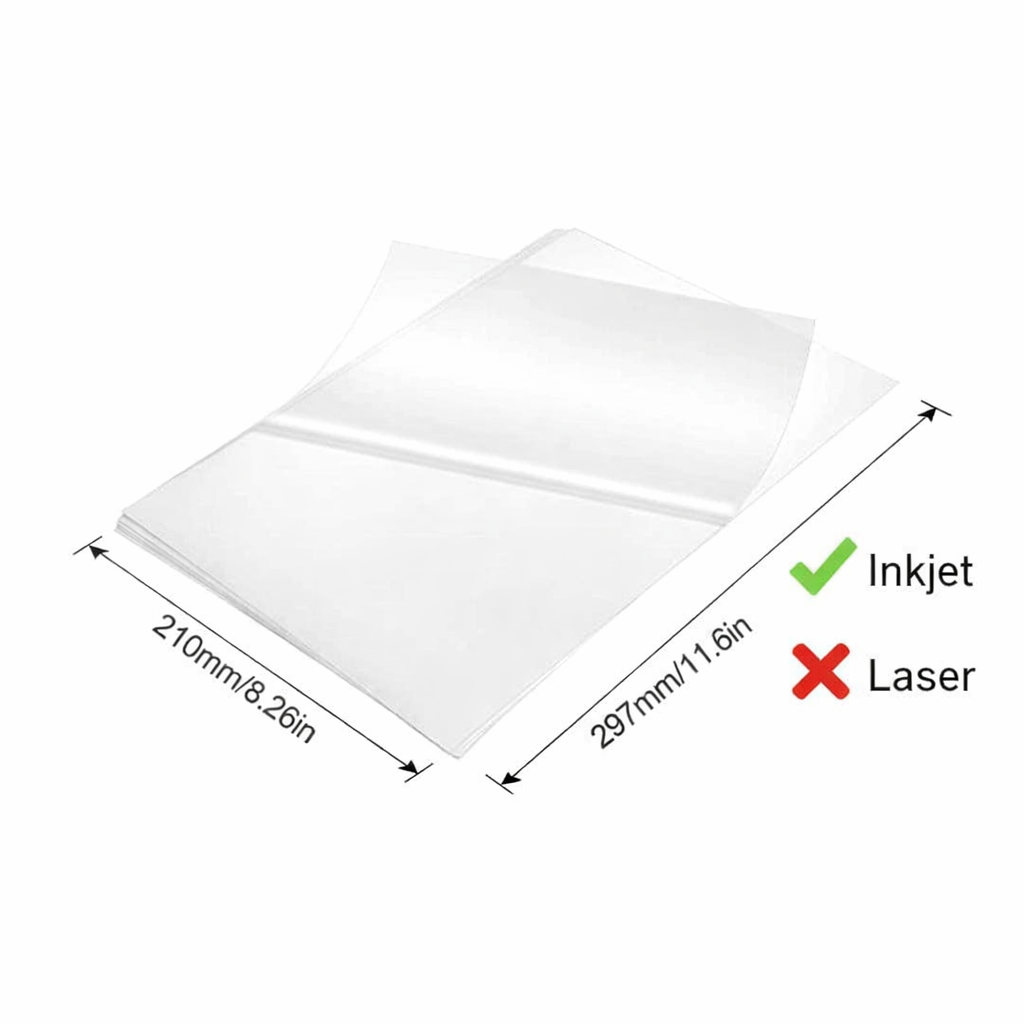 100 pages A4 Clear Glossy Inkjet Sticker Paper Transparent Self Adhesive Labels
