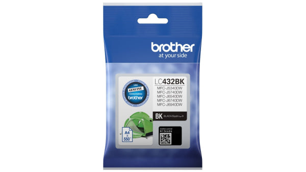 Genuine Brother Lc-432 Black Ink Cartridge For Mfc-J5340Dw/Mfc-J6540Dw/Mfc-J6740Dw 550 Pages