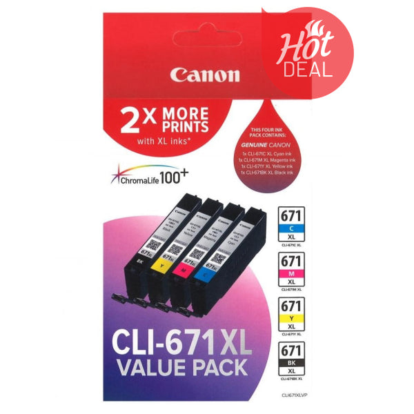 Genuine Canon CLI671XL High Yield Ink Value Pack CLI671XLVP