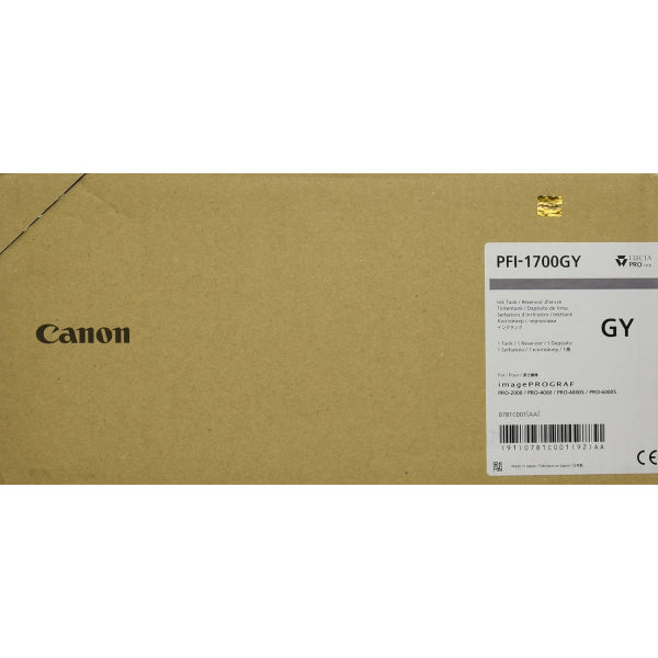 Genuine Canon Pfi-1700 Grey Ink Cartridge 700Ml For Imageprograf Pro Printers [Pfi-1700Gy] -