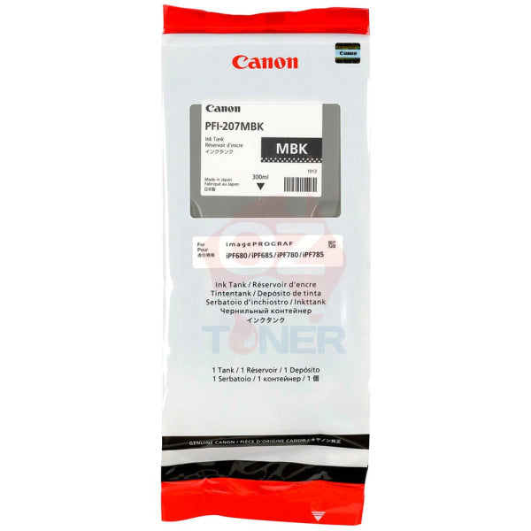 Genuine Canon Pfi-207Mbk Matte Black Ink Cartridge For Ipf-680 Ipf-685 Ipf-780 Ipf-785 (300Ml) -