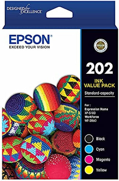 Genuine Epson #202 B/C/M/Y Ink Set Value 4 Pack [C13T02N692] Cartridge -