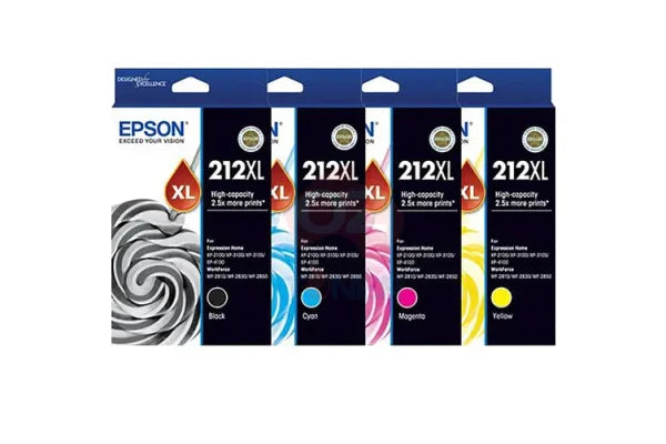Genuine Epson #212Xl Ink Set (1Bk 1C 1M 1Y) High Yield For Xp4100/Xp3105/Wf2810/Wf2830/Wf2850