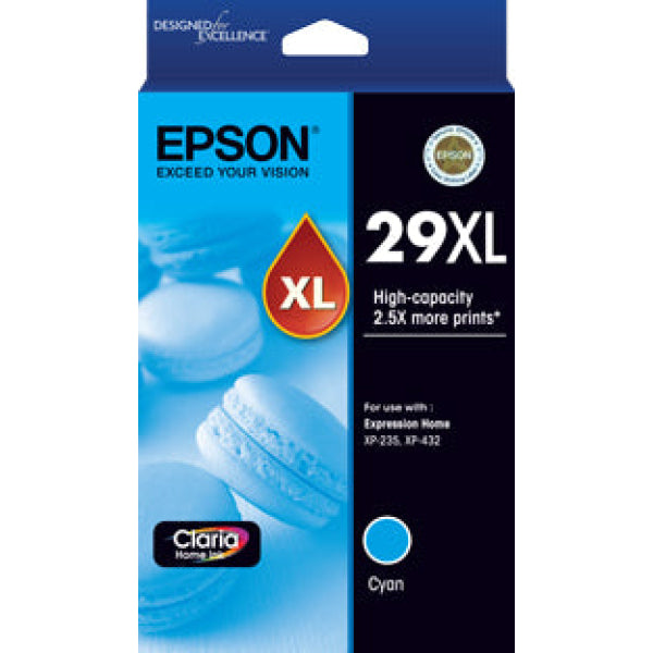 Genuine Epson #29Xl Cyan Hy Ink Cartridge For Xp235/Xp245 Xp432/Xp442 Printer P/N:c13T299292 -