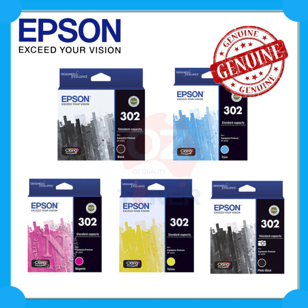 Genuine Epson #302 5X Colour Ink Value Pack For Expression Premium Xp-6000 Xp-6100 [C13T01W792]