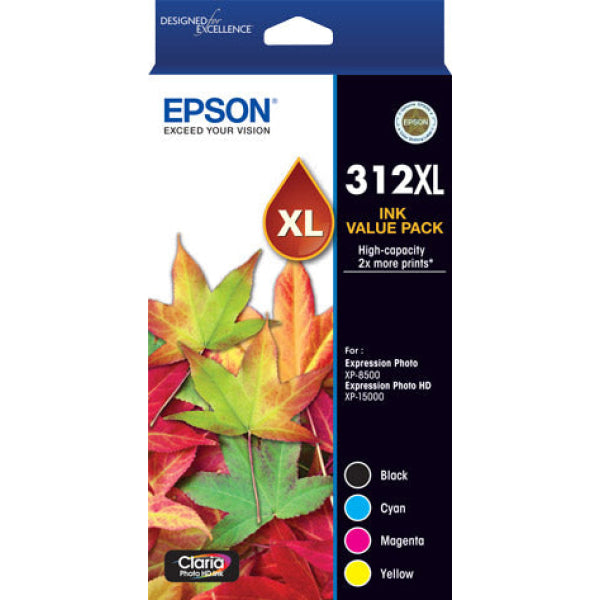 Genuine Epson 312Xl 4X Colour Pack Value For Xp-15000/Xp-8500/Xp-8600/Xp-8700 [C13T183A92] Cartridge