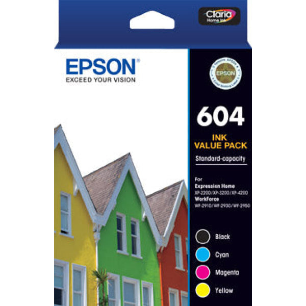 Epson Genuine 604 Standard Multipack Value Pack For Xp-2200 Xp-3200 Xp-4200 Wf-2910 Wf-2930 Wf-2950