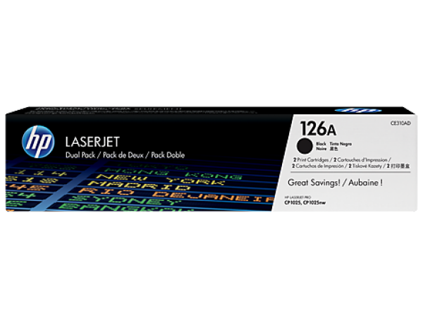 HP 126A BLACK DUAL PK LJ TONER CARTRIDGE CE310AD