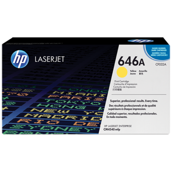 HP 646A YELLOW TONER 12500 PAGE YIELD FOR CLJ CM4540 CF032A