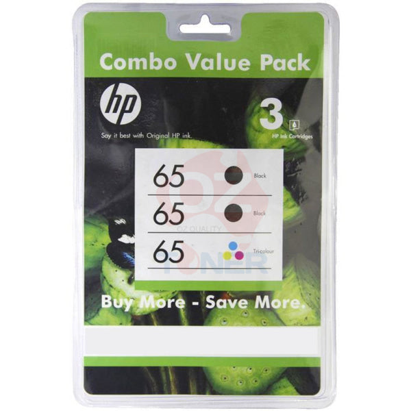 Genuine Hp #65 Black & Colour 3 Pack Combo (120P + 100P) For Deskjet 2620/Envy 5034 [3Yp10Aa]